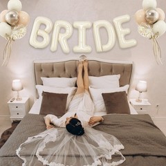 BRIDE Balloons Bachelorette, 16 inch Beige Bride Balloons for Bachelorette Pa…