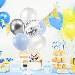 4Set Light Blue Silver Balloon Stand Table Centerpieces Party Decor