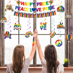 Pride Decorations, Rainbow LGBTQ Decorations include Happy Pride Banner Peace Lo