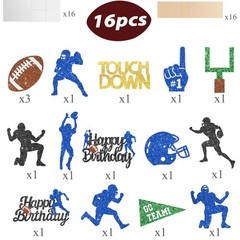 16PCS Glitter Football Party Centerpiece Sticks Birthday Decorations Table Sport