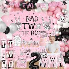 2nd Birthday Decorations for Girl Bad Two The Bone Party Decorations with