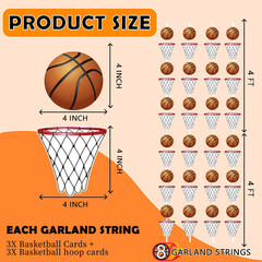 Basketball Party Garland Decoration Set, 4Ft Hoop Banner, 8 Pieces, Sports Theme