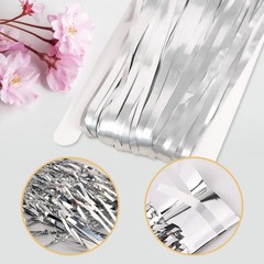 20 PCS Silver Foil Fringe Backdrop Curtain 3.2×8.2 Ft Tinsel Party Streamer