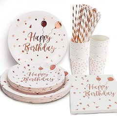 Rose Gold Dots Paper Plates – White & Rose Gold Birthday Party Supplies