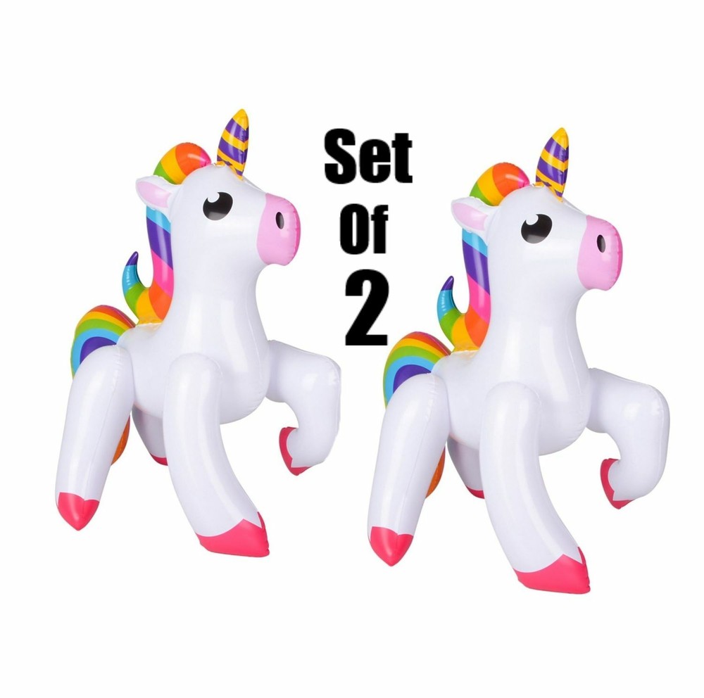 (Set Of 2) 24″ Emoticon Unicorn Inflatable Inflate Blow Up Toy Party Decoration