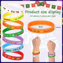 JUNEBRUSHS 42pcs Mexican Fiesta Silicone Bracelets Cactus Guitar Hat Rubber