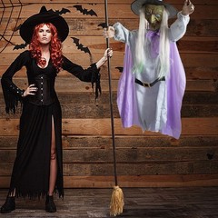 Halloween Animated Hovering Witch Animatronics Halloween Decorations Outdoor JQ