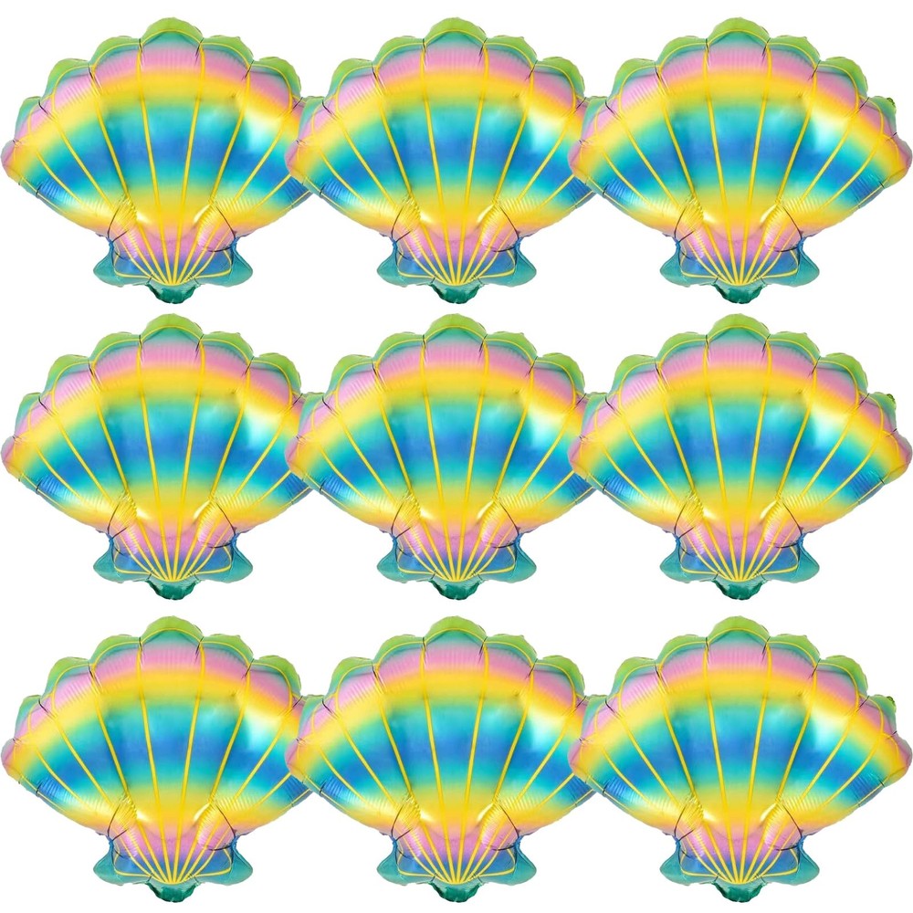 10Pcs Sea Shell Balloons Multicolor Sea Shell Conch Foil Mylar Balloons for B…