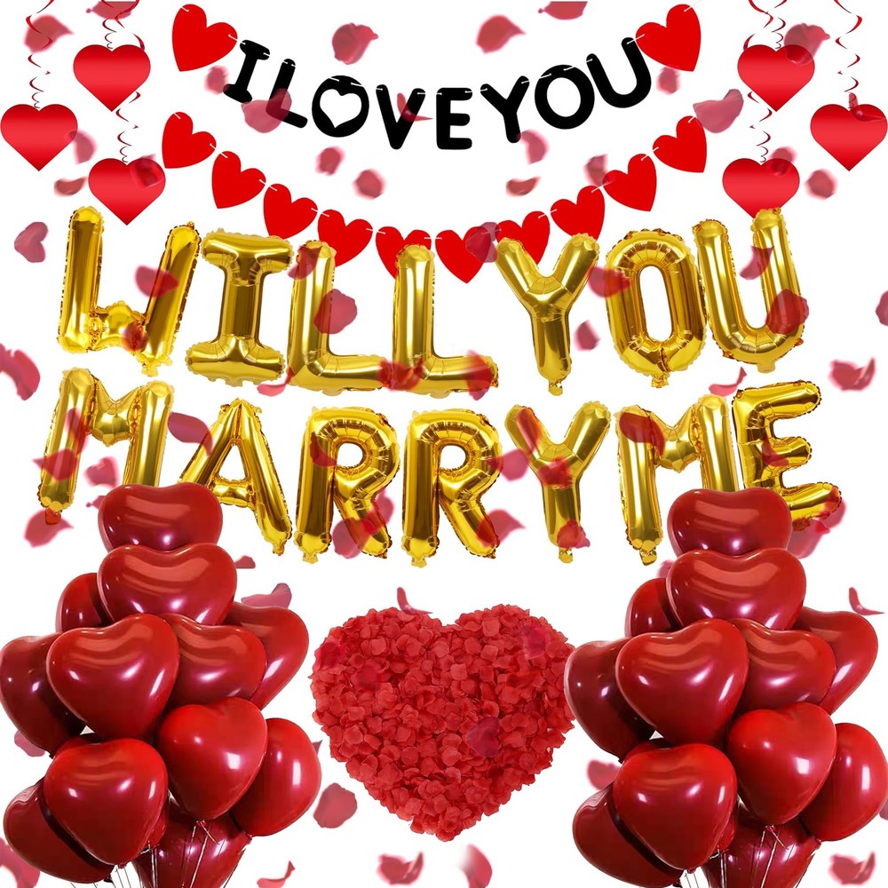 Will You Marry Me Decorations – 50 PcsGold Will You Marry Me Proposal Foil Le…