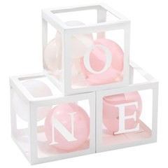 «First Birthday Balloon Box with 24 Latex Balloons for Gender Reveal Decor»
