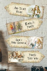 4 Alice in Wonderland Personalised Arrows Signs Any Occasion Birthday BabyShower