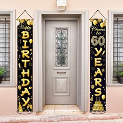 60th Birthday Party Banner Decorations for Women 12 inches x 70 inches, Black