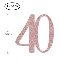 Rose Gold 40 CutOut Numbers 40th Glitter Birthday Anniversary Decor