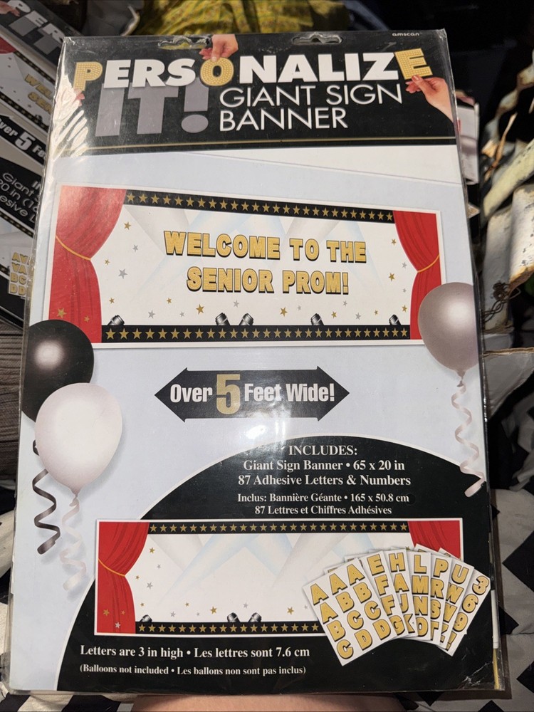 5ft Hollywood Personalized Giant Sign Banner With 120 Adhesive Letters/Numbers