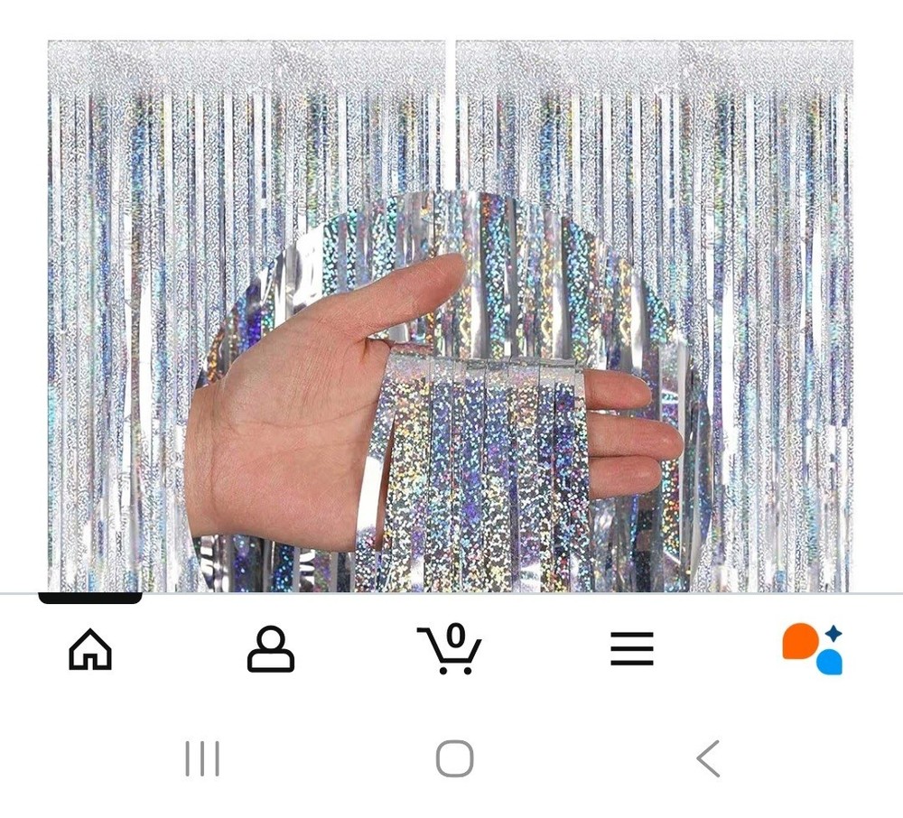 2pk. 3.2 x 6.6 ft. Silver Multicolored Foil Fringe Backdrop Tinsel Curtain