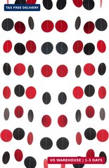 WEVEN Red and Black Paper Garland Circle Dot Party Garland Banner Streamer Backd