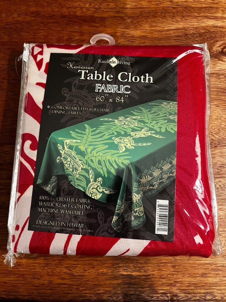 Hawaiian table cloth Sea turtles and Monstero leaf Red 60”x 84” 100% polyester