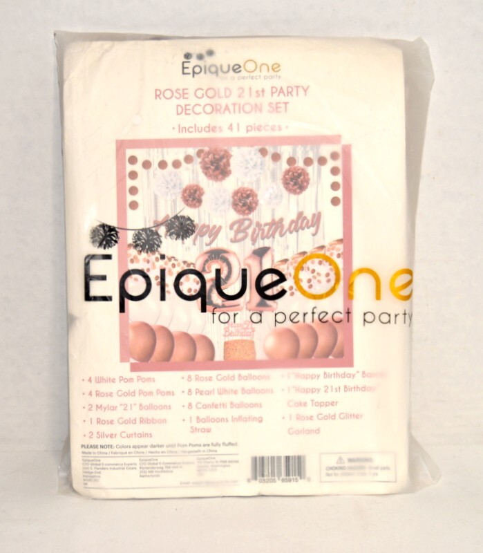 Epique One 21st Party Decorating Set – Rose Gold – 41 Pieces – New