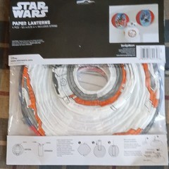 Disney Star Wars BB-8 Paper Lanterns, 3 Count 8in, White/Orange/Gray Party Decor