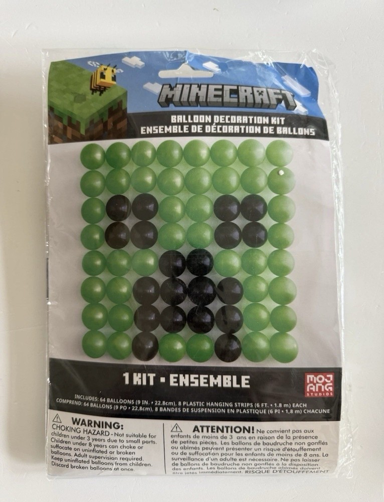 Minecraft Birthday Party Supplies-Creeper 64 Balloon Wall Decoration – SEALED