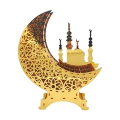 Ramadan Kareem Mirror Moon Castle with LED Night Light Acrylic Eid Mubarak JQ
