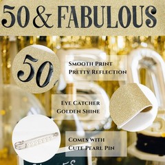 50th Birthday Decorations – Sash, Tiara & Crown for 2 piece Set, Gold