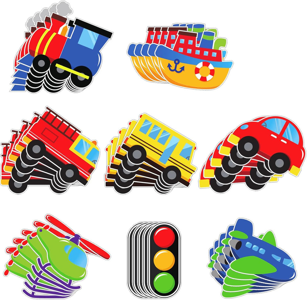 40 Pack Transportation Cutouts Car Bus Train Plane Classroom Decor Kids Party XL
