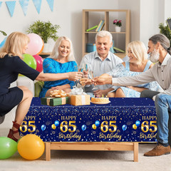 GREHUMOR 65Th Birthday Decorations Men-3 Pcs Happy Birthday Tablecloths Happy