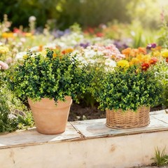 ALOXA 17 Inch Artificial Plants Outdoor Faux Shrubs 12 Bundles, Green