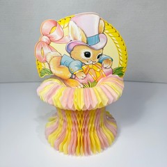 Vintage The Paper Magic Group Easter Bunny Honeycomb Centerpiece 11 Inch 1990s