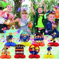 Fireman Sam Honeycomb Centerpieces 3D Table Decorations Party Supplies