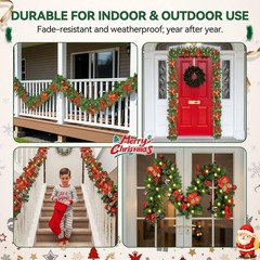 Christmas Garland with Lights 9FT Timer Prelit Garland Battery Operated Outdoor