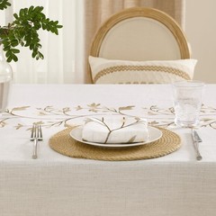 GRASiMOSY Cotton Linen Rectangle Tablecloth with Tassel for Dining Table, Heavy