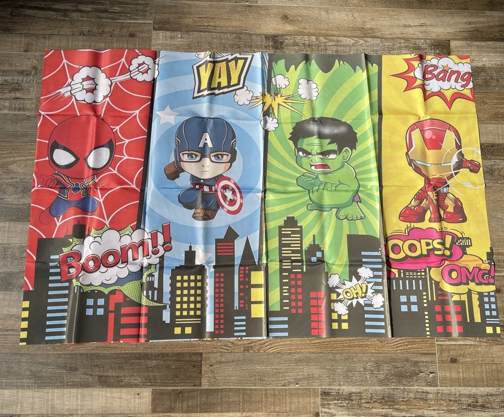 Superhero Avengers Backdrop: Spider-Man Hulk Captain America Avengers 48×32 New