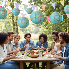 6 Pcs World Map Paper Lanterns, 8 Inch Earth Globe Hanging Lanterns Map Classroo
