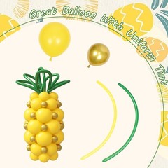 140pcs Pineapple Balloon with Metallic Gold Dark Green Yellow Long Balloons f…