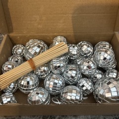 Mini Disco Balls silver Assorted Pack of 31 Party Decor ornaments cake toppers