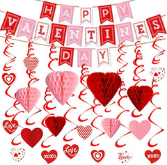 Valentines Day Decorations Kit 31 PCS Valentine’S Swirl Hanging Decorations with