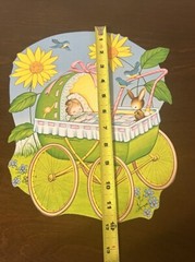 (4) Vintage 1977 Beistle Baby Shower Decor Paper Cut Outs Yellow Pink Blue EUC