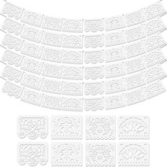 6 Pack White Papel Picado Banner, 90Ft Plastic Mexican Party Wedding Decoration