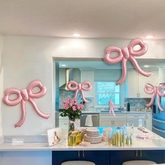 4 Pcs Pink Bow Balloons Bow Party Decorations for Girl Women Pink Bow Birthda…