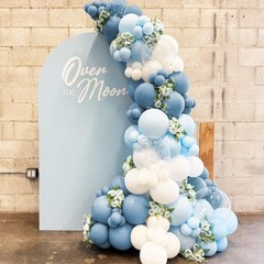 144PCS Dusty Blue Balloon Arch Garland Kit with Baby Blue White Clear Balloon…