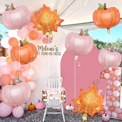 8 PCS Pumpkin Balloons, 21″ Little Pumpkin Baby Shower Foil Balloons Decorati…