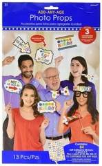 Birthday Party Decorations Photo Props 13 Piece Add Any-Age Kit NEW