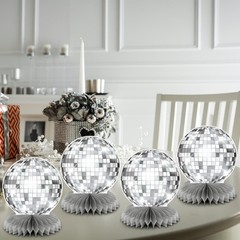 Silver 70s Disco Centerpieces For Tables Flat Party Decor Birthday Not Ball