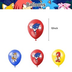 Sonic the Hedgehog Theme Birthday Party Supplies Set Banner Balloon Cake Toppers