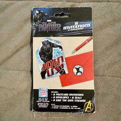 Black Panther Birthday Decor Invites, Balloons, Spiral Decorations