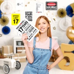 17th Birthday Party Decorations – 9PCS Wall Signs Funny Tags for Teenagers 17…