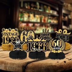 9Pcs 60th Birthday Party Decorations – 60th Birthday Decor Men Women Black Gold