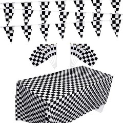 13 Pcs Checkered Party Decorations 10 Packs Checkered Black and White Racing …
